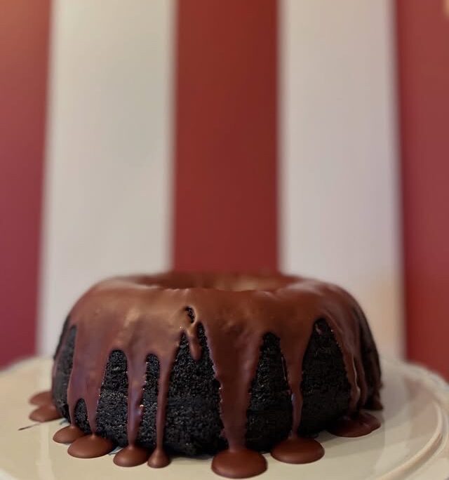 black cocoa and olive oil cake