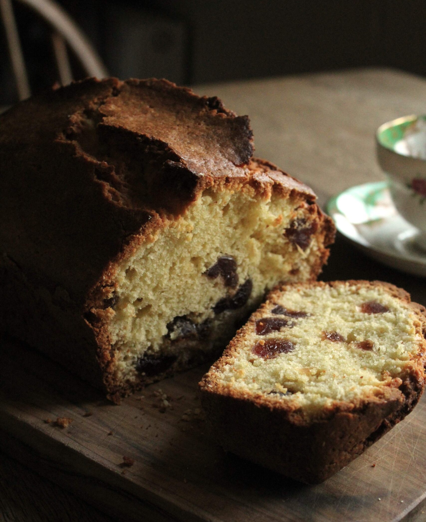 cherry almond and olive oil cake